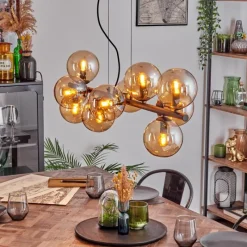 hofstein Gastor Suspension, Boule lumineuse, Suspension Ambre, 10 lumières