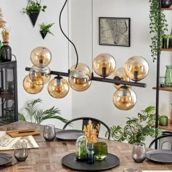 hofstein Gastor Suspension, Boule lumineuse, Suspension Ambre, 10 lumières