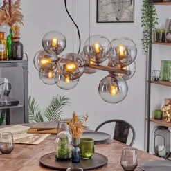 hofstein Gastor Suspension, Boule lumineuse, Suspension Clair, Fumé, 10 lumières