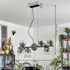 hofstein Gastor Suspension, Boule lumineuse, Suspension Clair, Fumé, 10 lumières