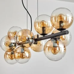 hofstein Gastor Suspension, Boule lumineuse, Suspension Ambre, Clair, 10 lumières