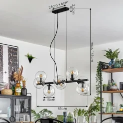 hofstein Gastor Suspension, Boule lumineuse, Suspension Clair, 8 lumières