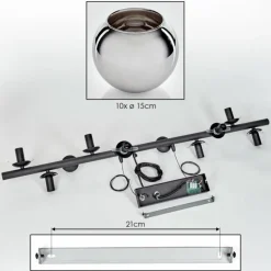 hofstein Gastor Suspension, Boule lumineuse, Suspension Chrome, Fumé, 10 lumières