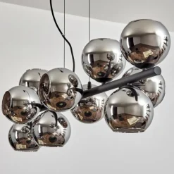 hofstein Gastor Suspension, Boule lumineuse, Suspension Chrome, Fumé, 10 lumières