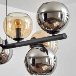 hofstein Gastor Suspension, Boule lumineuse, Suspension Ambre, Chrome, Fumé, 10 lumières