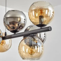 hofstein Gastor Suspension, Boule lumineuse, Suspension Ambre, Chrome, Fumé, 10 lumières