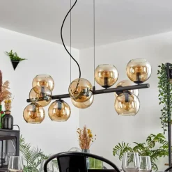 hofstein Gastor Suspension, Boule lumineuse, Suspension Ambre, 10 lumières