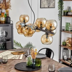 hofstein Gastor Suspension, Boule lumineuse, Suspension Ambre, 10 lumières