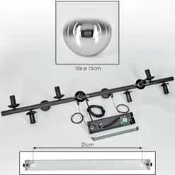hofstein Gastor Suspension, Boule lumineuse, Suspension Chrome, Clair, Fumé, 10 lumières