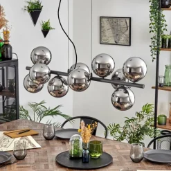 hofstein Gastor Suspension, Boule lumineuse, Suspension Chrome, Fumé, 10 lumières