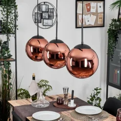 hofstein Gastor Suspension, Boule lumineuse, Suspension Cuivré, 3 lumières