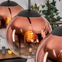 hofstein Gastor Suspension, Boule lumineuse, Suspension Clair, Cuivré, 3 lumières