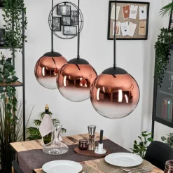 hofstein Gastor Suspension, Boule lumineuse, Suspension Clair, Cuivré, 3 lumières
