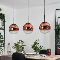 hofstein Gastor Suspension, Boule lumineuse, Suspension Clair, Cuivré, 3 lumières
