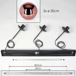 hofstein Gastor Suspension, Boule lumineuse, Suspension Cuivré, 3 lumières