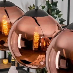 hofstein Gastor Suspension, Boule lumineuse, Suspension Cuivré, 3 lumières