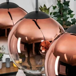 hofstein Gastor Suspension, Boule lumineuse, Suspension Clair, Cuivré, 3 lumières