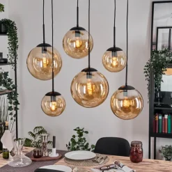 hofstein Gastor Suspension, Boule lumineuse, Suspension Ambre, 6 lumières