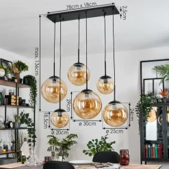 hofstein Gastor Suspension, Boule lumineuse, Suspension Ambre, 6 lumières
