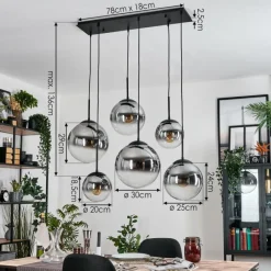 hofstein Gastor Suspension, Boule lumineuse, Suspension Clair, Fumé, 6 lumières