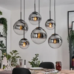 hofstein Gastor Suspension, Boule lumineuse, Suspension Clair, Fumé, 6 lumières