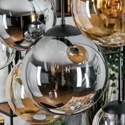 hofstein Gastor Suspension, Boule lumineuse, Suspension Ambre, Clair, Fumé, 8 lumières