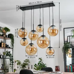 hofstein Gastor Suspension, Boule lumineuse, Suspension Ambre, 8 lumières