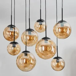 hofstein Gastor Suspension, Boule lumineuse, Suspension Ambre, 8 lumières