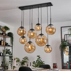 hofstein Gastor Suspension, Boule lumineuse, Suspension Ambre, 8 lumières