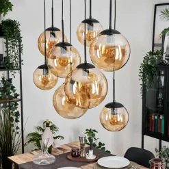 hofstein Gastor Suspension, Boule lumineuse, Suspension Ambre, 8 lumières