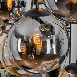 hofstein Gastor Suspension, Boule lumineuse, Suspension Ambre, Fumé, 8 lumières