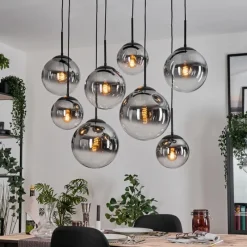 hofstein Gastor Suspension, Boule lumineuse, Suspension Clair, Fumé, 8 lumières