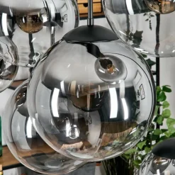 hofstein Gastor Suspension, Boule lumineuse, Suspension Clair, Fumé, 8 lumières