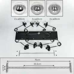hofstein Gastor Suspension, Boule lumineuse, Suspension Clair, Fumé, 8 lumières