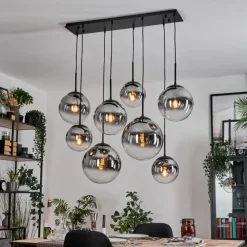 hofstein Gastor Suspension, Boule lumineuse, Suspension Clair, Fumé, 8 lumières