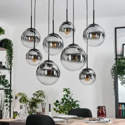 hofstein Gastor Suspension, Boule lumineuse, Suspension Clair, Fumé, 8 lumières