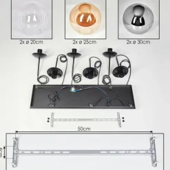 hofstein Gastor Suspension, Boule lumineuse, Suspension Ambre, Clair, Fumé, 6 lumières