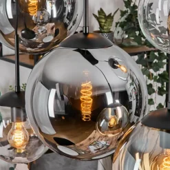 hofstein Gastor Suspension, Boule lumineuse, Suspension Ambre, Clair, Fumé, 6 lumières