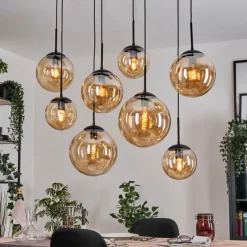 hofstein Gastor Suspension, Boule lumineuse, Suspension Ambre, 8 lumières
