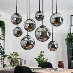 hofstein Gastor Suspension, Boule lumineuse, Suspension Fumé, 8 lumières