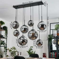 hofstein Gastor Suspension, Boule lumineuse, Suspension Fumé, 8 lumières