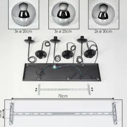 hofstein Gastor Suspension, Boule lumineuse, Suspension Fumé, 8 lumières