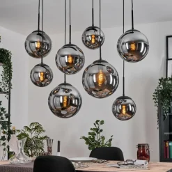 hofstein Gastor Suspension, Boule lumineuse, Suspension Fumé, 8 lumières
