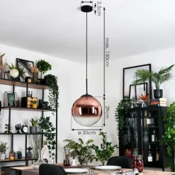 hofstein Gastor Suspension, Boule lumineuse, Suspension 30 cm Clair, Cuivré, 1 lumière