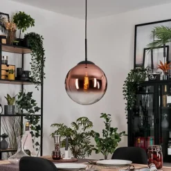 hofstein Gastor Suspension, Boule lumineuse, Suspension 30 cm Clair, Cuivré, 1 lumière