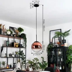 hofstein Gastor Suspension, Boule lumineuse, Suspension Clair, Cuivré, 1 lumière