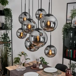 hofstein Gastor Suspension, Boule lumineuse, Suspension Fumé, 8 lumières