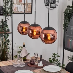 hofstein Gastor Suspension, Boule lumineuse, Suspension Cuivré, 3 lumières