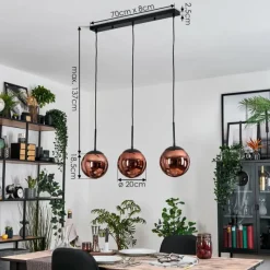 hofstein Gastor Suspension, Boule lumineuse, Suspension Cuivré, 3 lumières