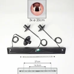 hofstein Gastor Suspension, Boule lumineuse, Suspension Cuivré, 3 lumières